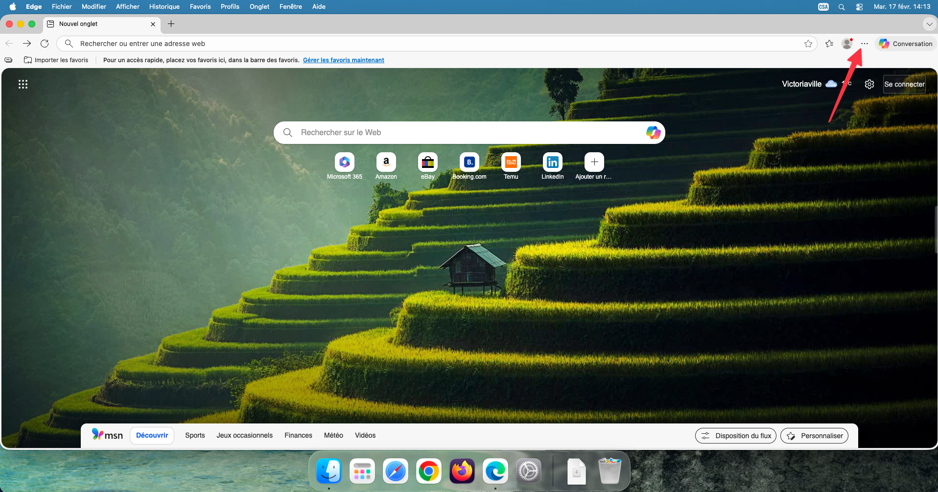 Menu trois points dans Edge sur Mac