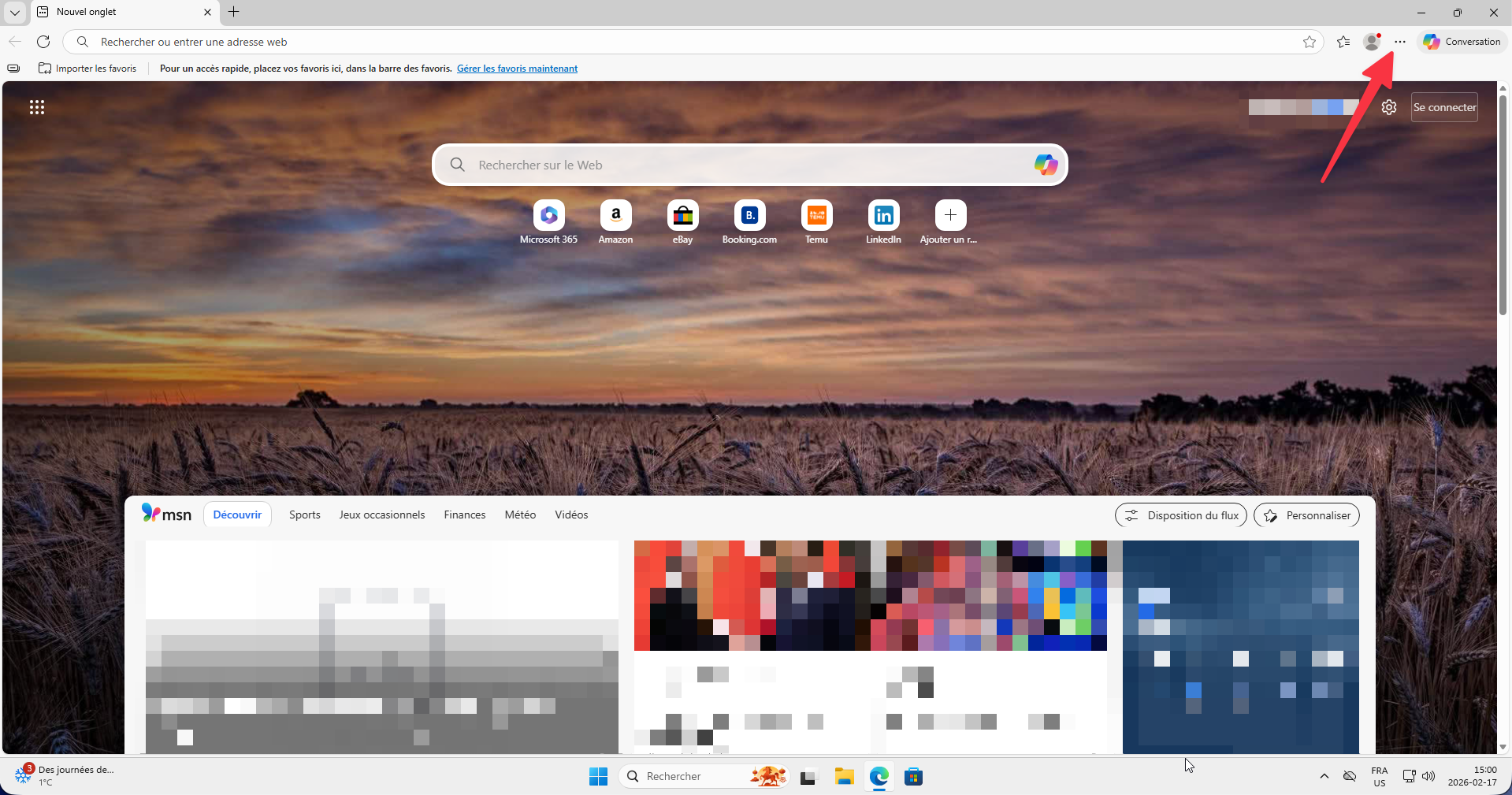 Menu trois points dans Edge sur Windows