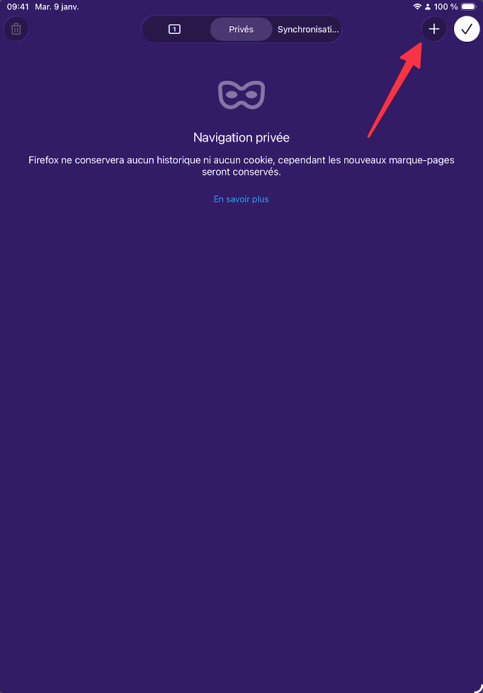 Écran de navigation privée dans Firefox