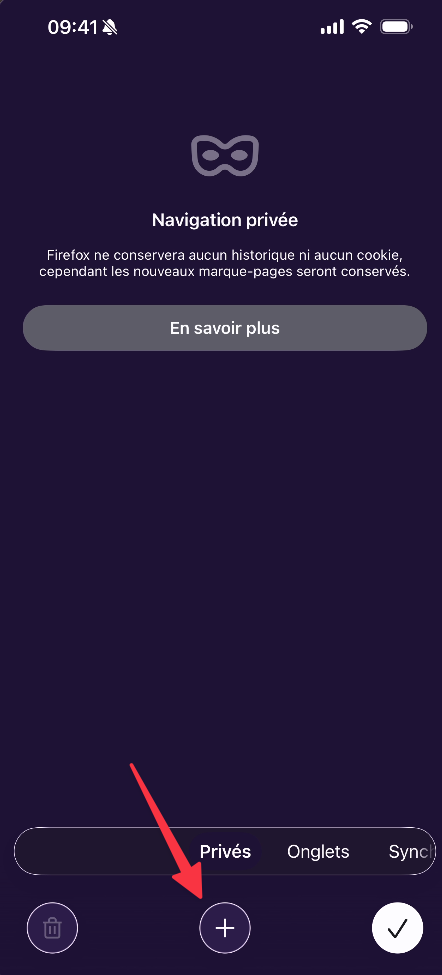 Écran de navigation privée dans Firefox