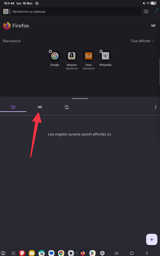 Onglet Privés dans Firefox