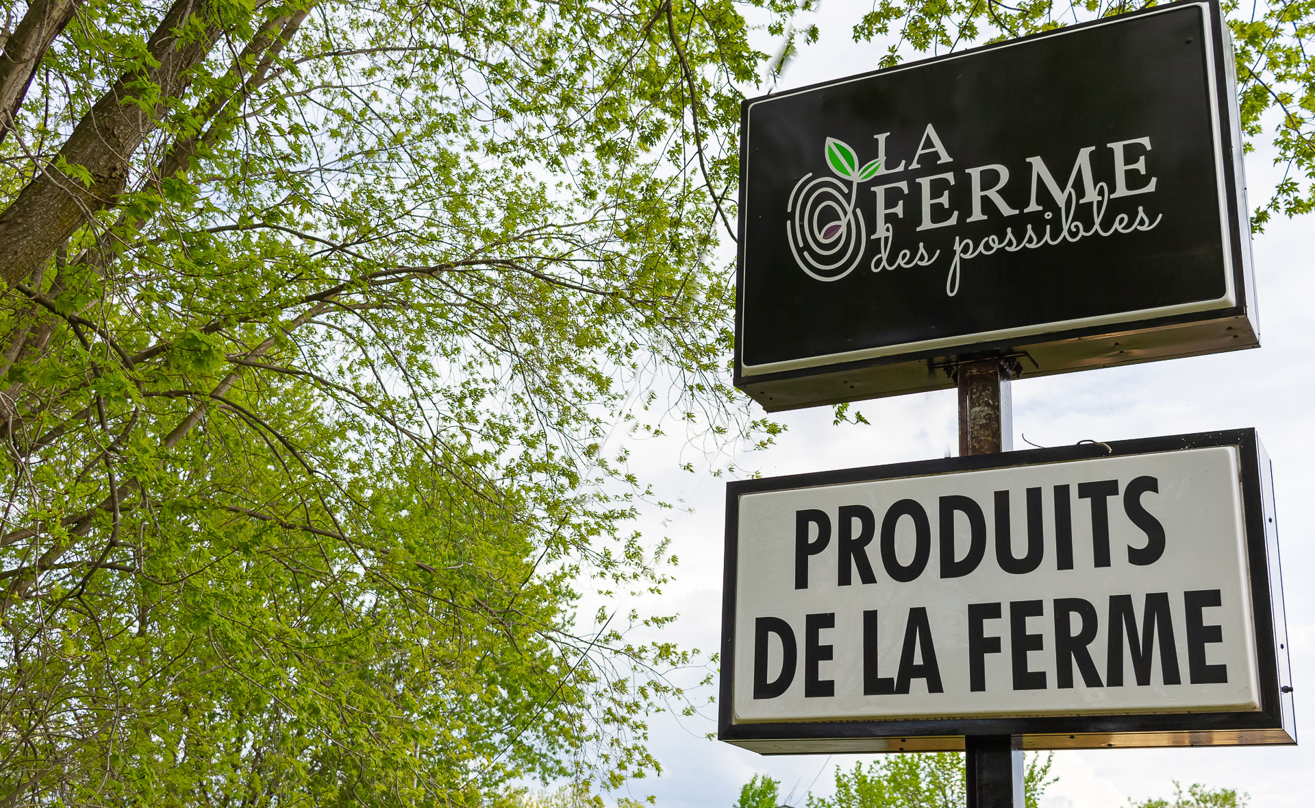 Affichage au kiosque fermier de La Ferme des Possibles