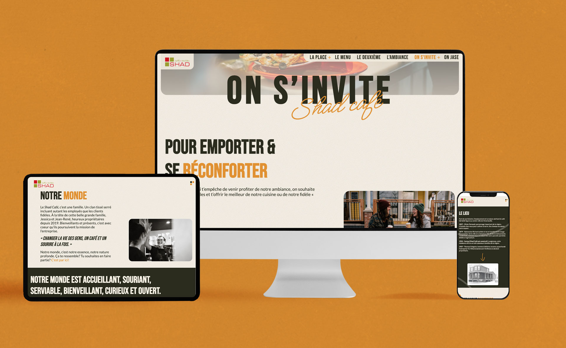 Mockup du site Web du Shad Café